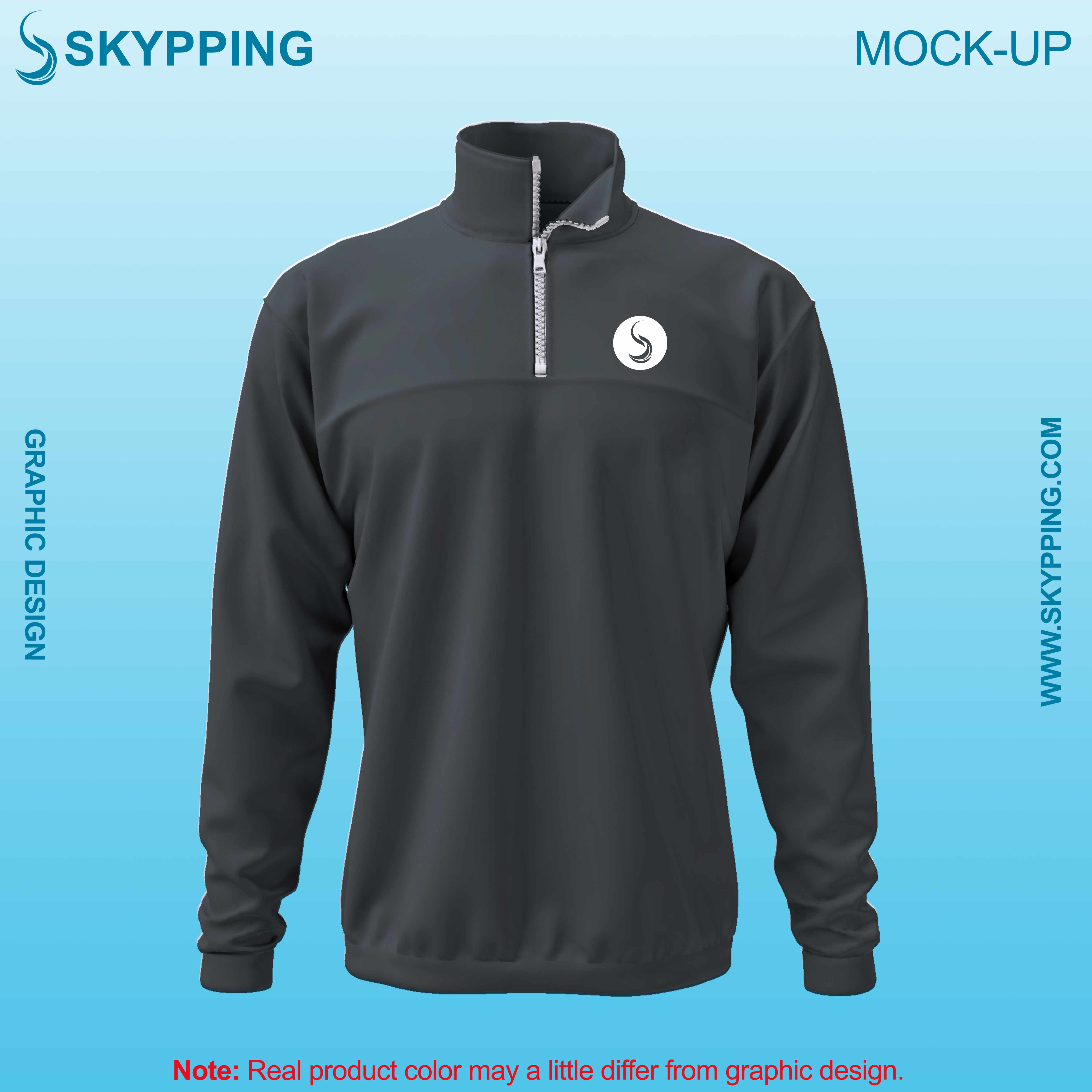 Toddle neck set-in style sleeve with quarter zip sweatshirt for men